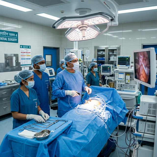 Surgical medical professionals performing a procedure